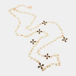 Collana in Metallo con perle bianche impreziosite da croci con cristalli neri