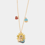 Collana in Metallo a forma di sole con faraglioni e mare e campanella capri