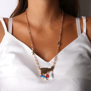 Collana in Metallo con Campania, delfino, cuore con Capri e faro