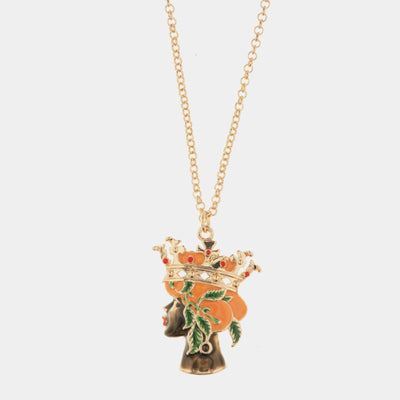 Collana in Metallo con pendente testa di moro donna con smalti e cristalli colorati - BYSIMON gioielli