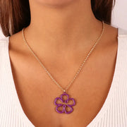 Collana in Metallo a forma di fiore con smalto viola
