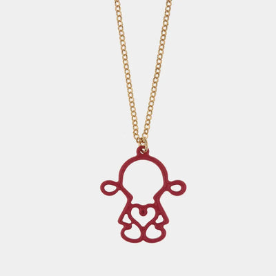 Collana in Metallo con pendente a forma di bambina con smalto rosa