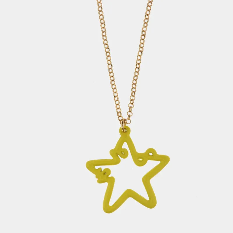 Collana in Metallo a forma di stella con smalto giallo