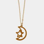 Collana in Metallo a forma di cielo stellato con stella e luca con smalto arancione