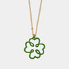 Collana in Metallo a forma di quadrifoglio impreziosito da smalto verde