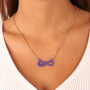 Collana in Metallo a forma di infinito con cuore in smalto viola