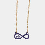 Collana in Metallo a forma di infinito con cuore in smalto viola
