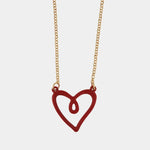 Collana in Metallo a forma di cuore con smalto rosso