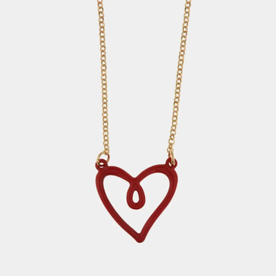 Collana in Metallo a forma di cuore con smalto rosso