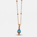 Collana in Metallo con pumo portafortuna color turchese - BYSIMON gioielli