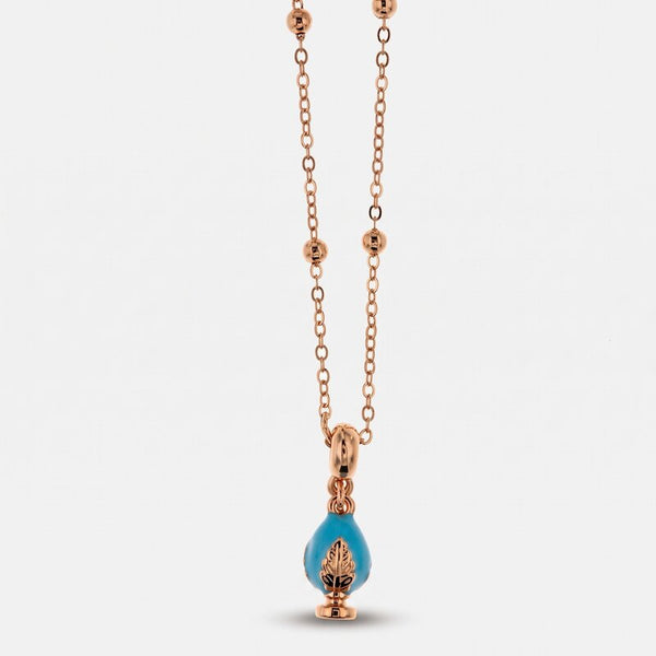 Collana in Metallo con pumo portafortuna color turchese - BYSIMON gioielli