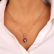 Collana in Metallo con pumo portafortuna color blu