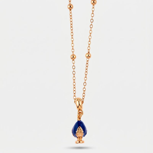 Collana in Metallo con pumo portafortuna color blu - BYSIMON gioielli