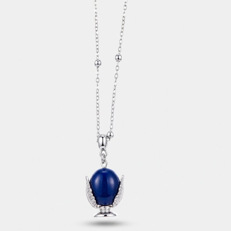 Collana in Metallo con pumo portafortuna smaltato color blu - BYSIMON gioielli