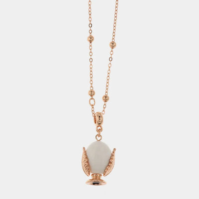 Collana in Metallo con pumo portafortuna smaltato color bianco - BYSIMON gioielli