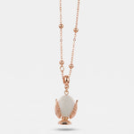 Collana in Metallo con pumo portafortuna smaltato color bianco - BYSIMON gioielli
