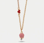 Collana in Metallo con cuore rosso e campanella portafortuna pendente rosa, impreziosita da punto luce - BYSIMON gioielli