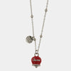 Collana in Metallo maglia a pallini con campanella rossa e scritta Capri