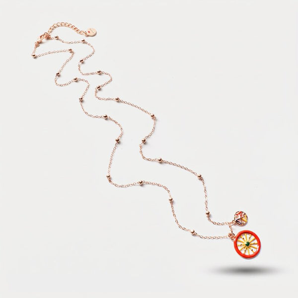 Collana in Metallo con ruota del carretto siciliano e simbolo Trinacria impreziositi da smalti colorati SICILY - gioiello ByS