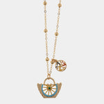 Collana in Metallo con coffa e simbolo Trinacria impreziositi da smalti colorati SICILY - gioiello BySimon