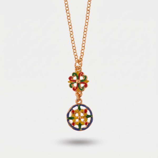 Collana in Metallo con maioliche di Caltagirone impreziosite da smalti colorati - BYSIMON gioielli