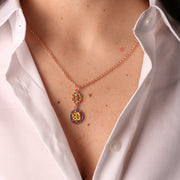 Collana in Metallo con maioliche di Caltagirone impreziosite da smalti colorati