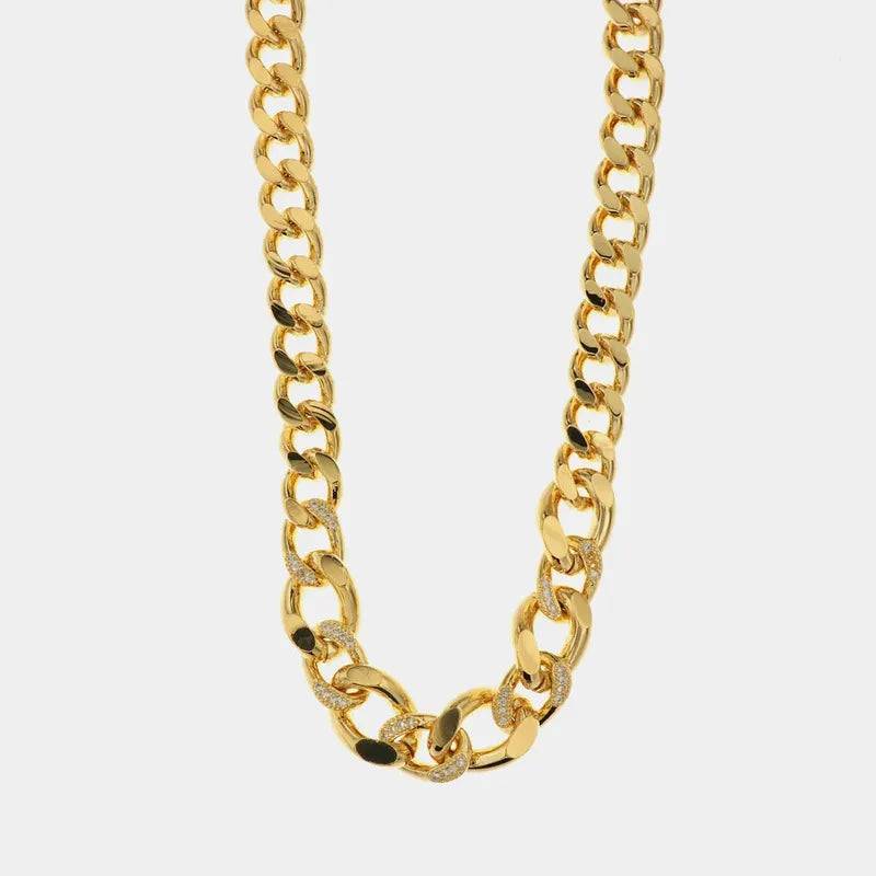 Collana in Metallo groumette con dettagli in cristalli bianchi