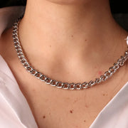 Collana in Metallo a groumette, con catene tempestate da cristalli