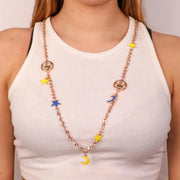 Collana in Metallo con luna, stelle e gufo portafortuna