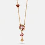 Collana in Metallo pendente coralli rossi e conchiglia - BYSIMON gioielli