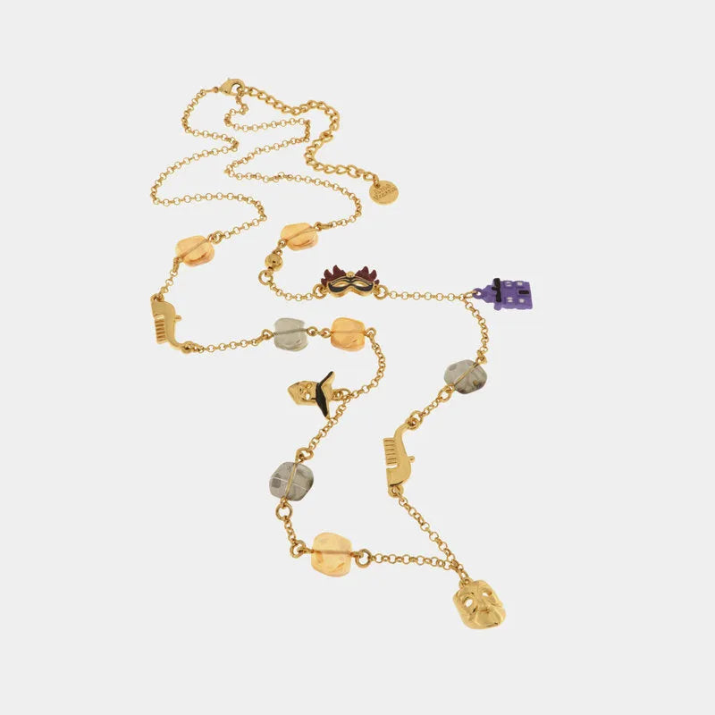 Collana in Metallo con cristalli di Murano, maschera e case colorate di Burano