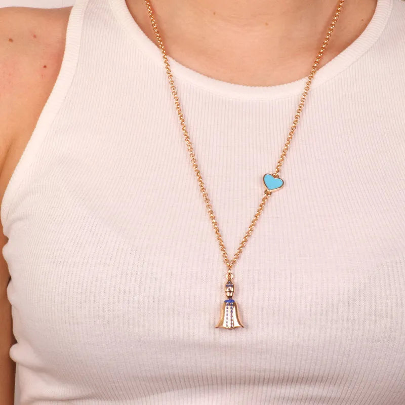 Collana con San Gennaro e cuore azzurro | gioielli portafortuna | BYSIMON