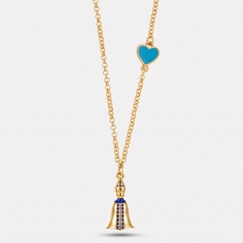 Collana con San Gennaro e cuore azzurro | gioielli portafortuna | BYSIMON