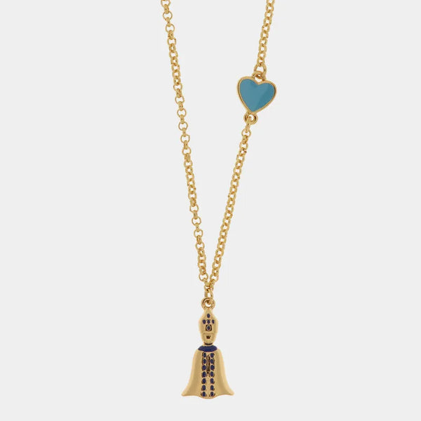 Collana con San Gennaro e cuore azzurro | gioielli portafortuna | BYSIMON