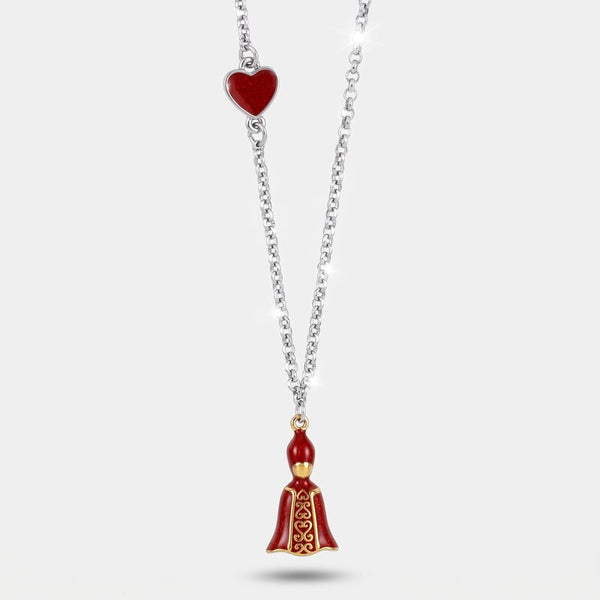 Collana con San Gennaro rosso e cuore | regali portafortuna scaramantici | BYSIMON