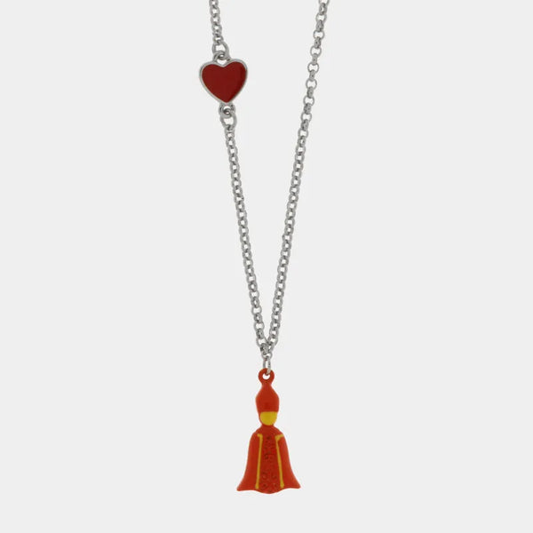 Collana con San Gennaro rosso e cuore | regali portafortuna scaramantici | BYSIMON