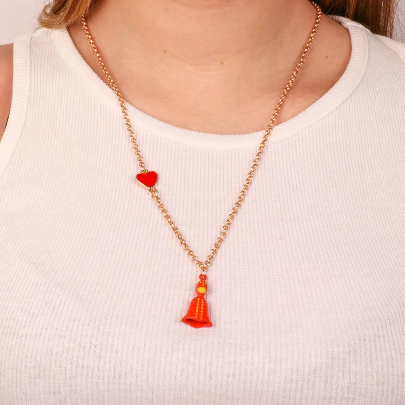 Collana in Metallo con pendente san gennaro rosso e cuore rosso AMONAPOLI - gioiello BySimon