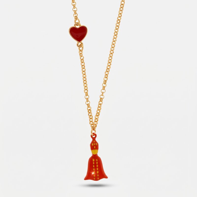 Collana con San Gennaro rosso e cuore | gioiello portafortuna da regalare | BYSIMON