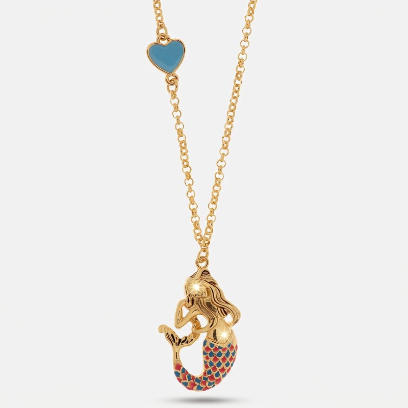 Collana con sirena partenopea e cuore | regalo portafortuna originale | BYSIMON