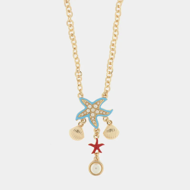 Collana in Metallo con pendente stella marina e conchiglie - BYSIMON gioielli