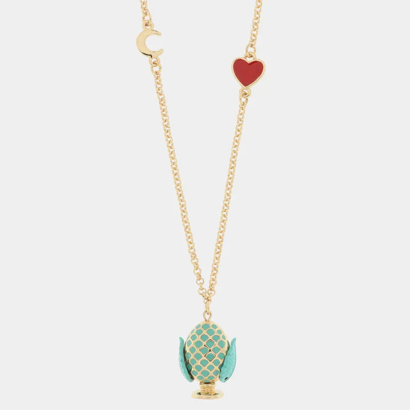 Collana in Metallo con pumo pugliese turchese