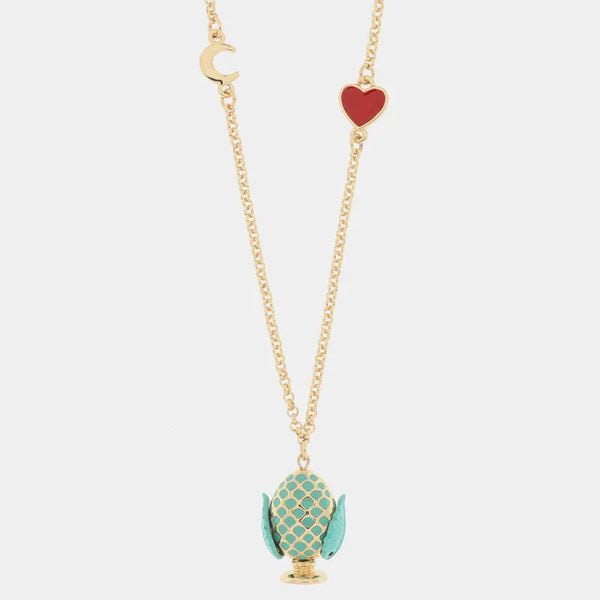 Collana in Metallo con pumo pugliese turchese