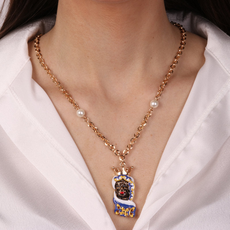 Collana in Metallo con testa di moro siciliana