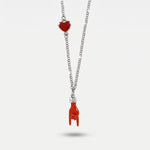 Collana in Metallo con pendente a forma di corna porta fortuna e cuore rosso - BYSIMON gioielli