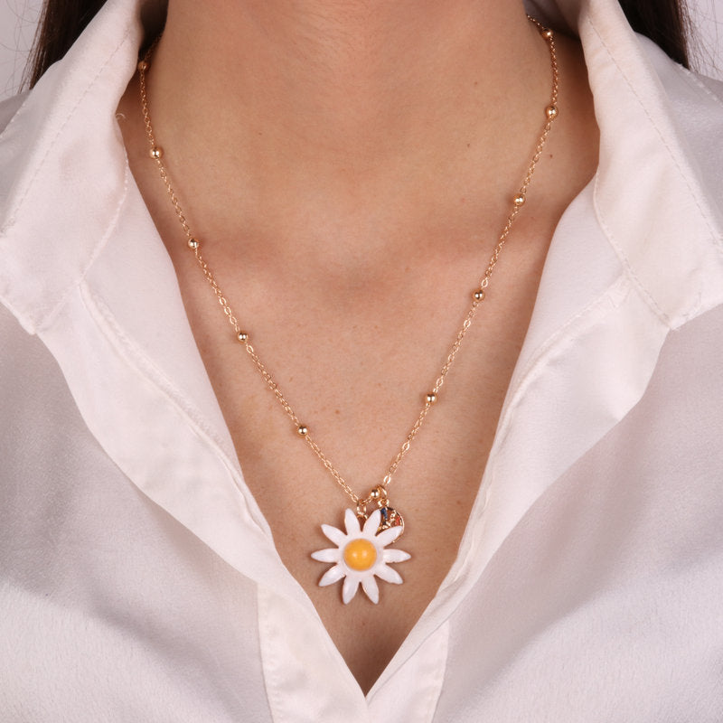 Collana in Metallo con pendente a forma di margherita in smalto colorato SICILY - gioiello BySimon