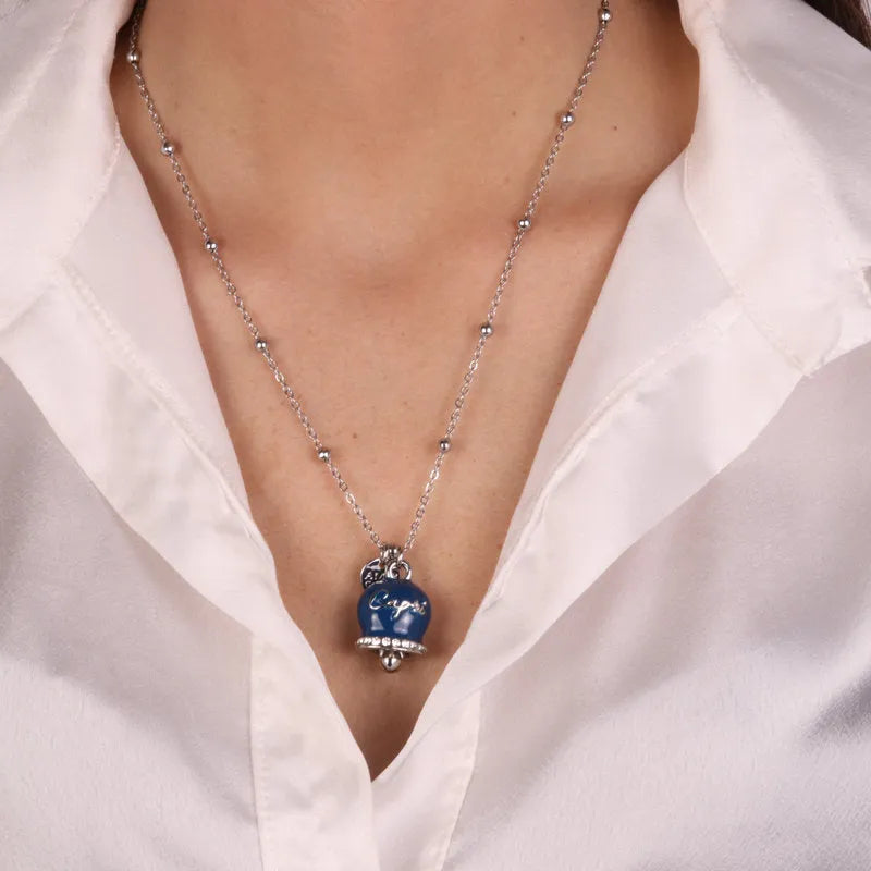 Collana in Metallo Collana in metallo con grande campanella blu