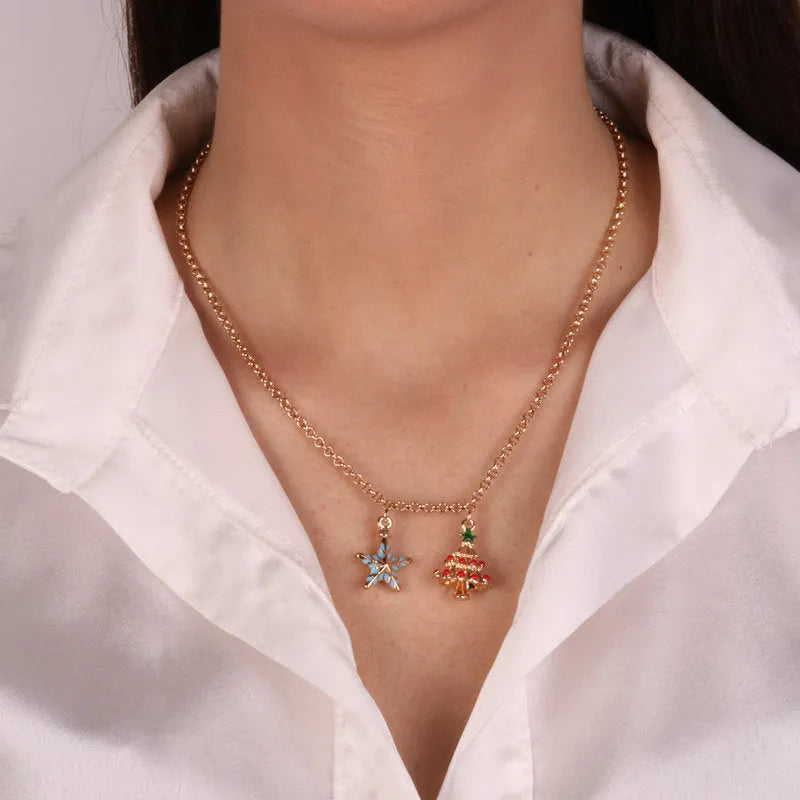 Collana in Metallo con albero di Natale e stella pendente