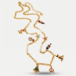 Collana in Metallo con pendenti a forma di albero di natale, palline, stelle e schiaccianoci