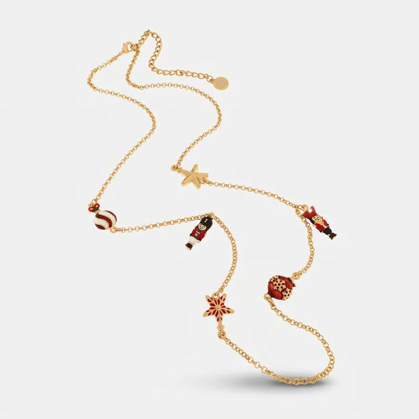 Collana in Metallo con pendenti a forma di albero di natale, palline, stelle e schiaccianoci
