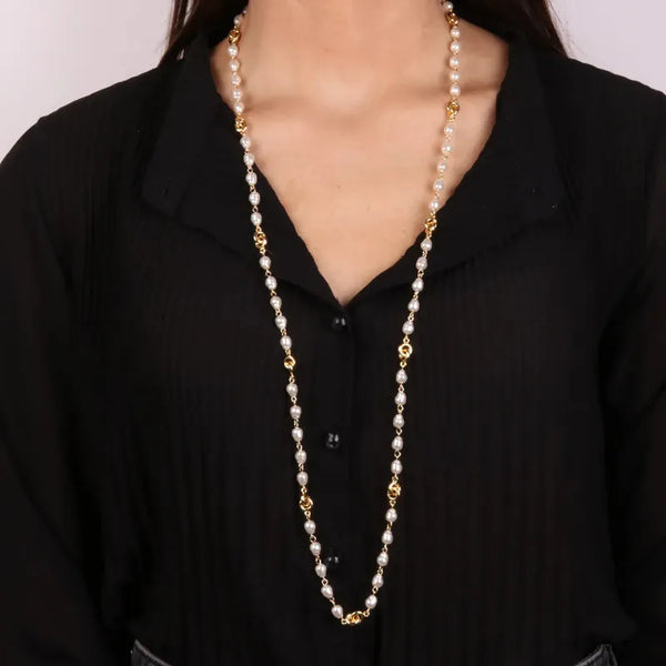 Collana in Metallo con perle e simboli intrecciati